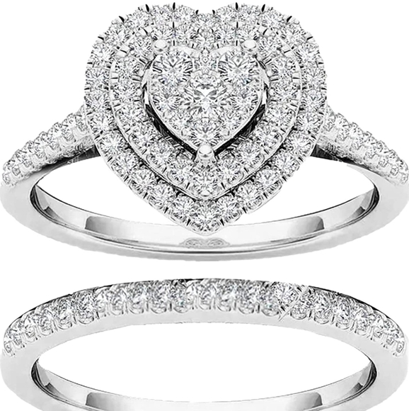 Jewelry - Heart rhinestones ring set various sizes